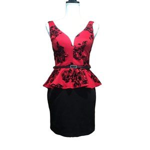 Crystal Doll  Womens Size 3 Red Bodice Black Pencil Lower Mini with Belt